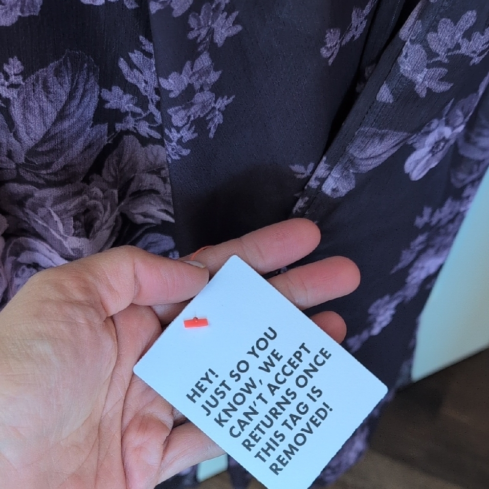 ASOS Long Sleeve Floral Dress in Purple and Black - Picture 3 of 4